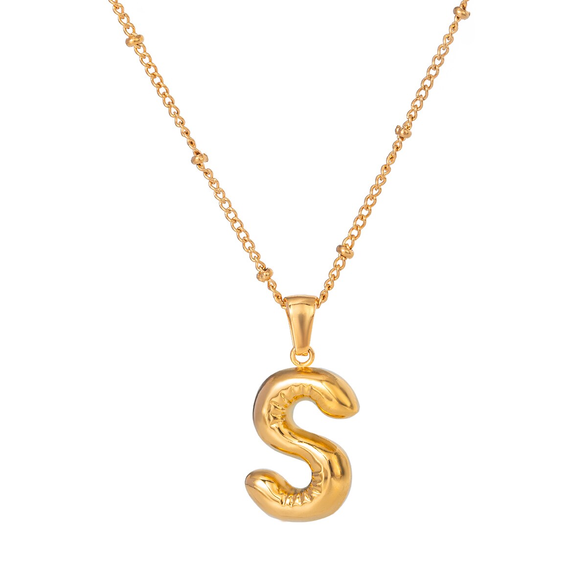 Gold color / 1 Piece Simple Casual Style Letter S Shape Stainless Steel 18K Gold Plated Women's Pendant Necklace Picture15